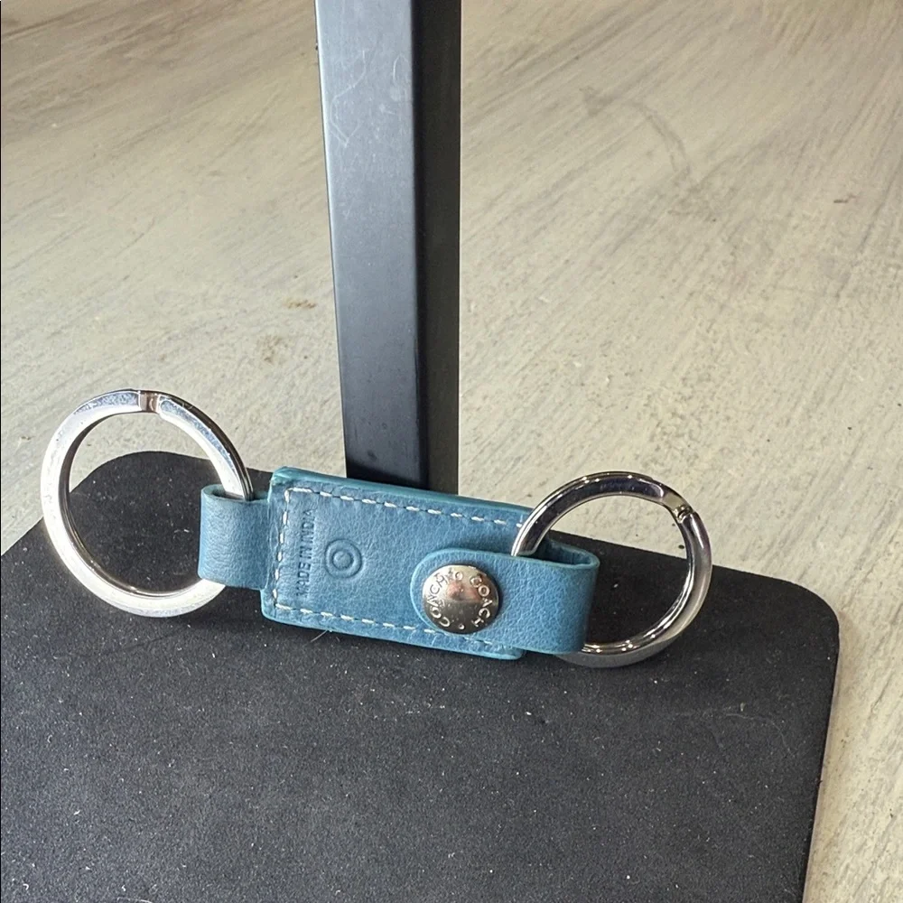 Coach Snap Teal Leather Key Holder